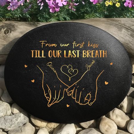 Custom Printed Rock - Personalized Anniversary Wedding Gifts For Husband And Wife, Him And Her - Hand In Hand